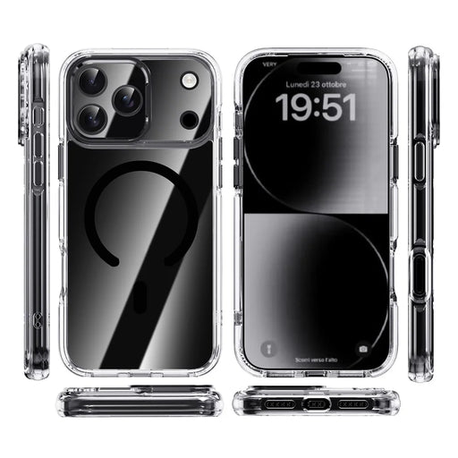 IPAKY For iPhone 17 Pro Max Clear Case Compatible with MagSafe Shockproof TPU+PC Phone Back Cover - Transparent  /  Black - 2