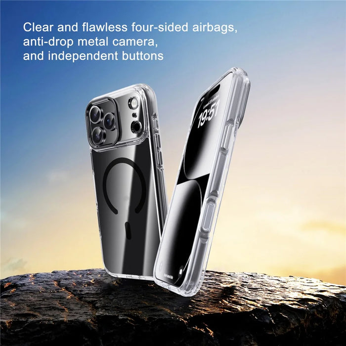 IPAKY For iPhone 17 Pro Max Clear Case Compatible with MagSafe Shockproof TPU+PC Phone Back Cover - Transparent  /  Black - 3