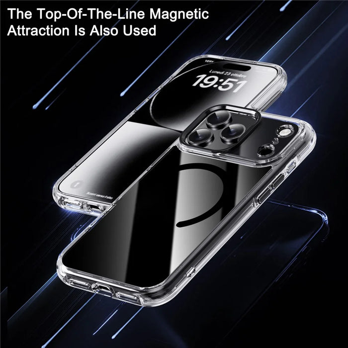 IPAKY For iPhone 17 Pro Max Clear Case Compatible with MagSafe Shockproof TPU+PC Phone Back Cover - Transparent  /  Black - 4