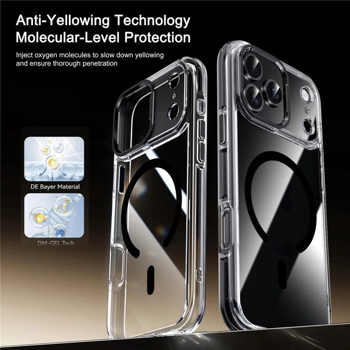 IPAKY For iPhone 17 Pro Max Clear Case Compatible with MagSafe Shockproof TPU+PC Phone Back Cover - Transparent  /  Black - 6