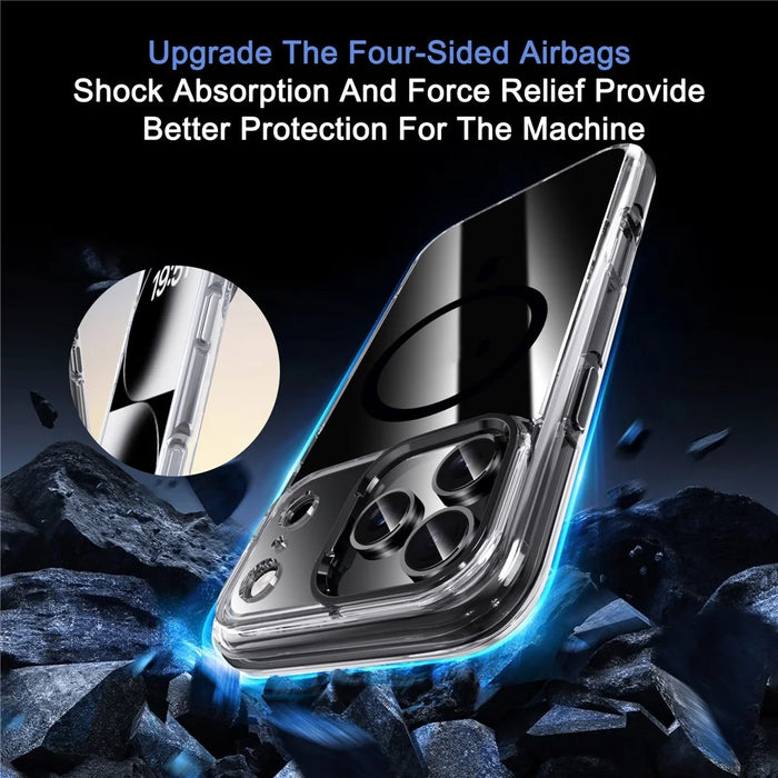 IPAKY For iPhone 17 Pro Max Clear Case Compatible with MagSafe Shockproof TPU+PC Phone Back Cover - Transparent  /  Black - 7