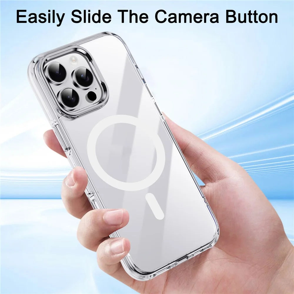 IPAKY For iPhone 16 Pro Max Clear Case Compatible with MagSafe Shockproof TPU+PC Phone Back Cover - Transparent  /  Black - 7