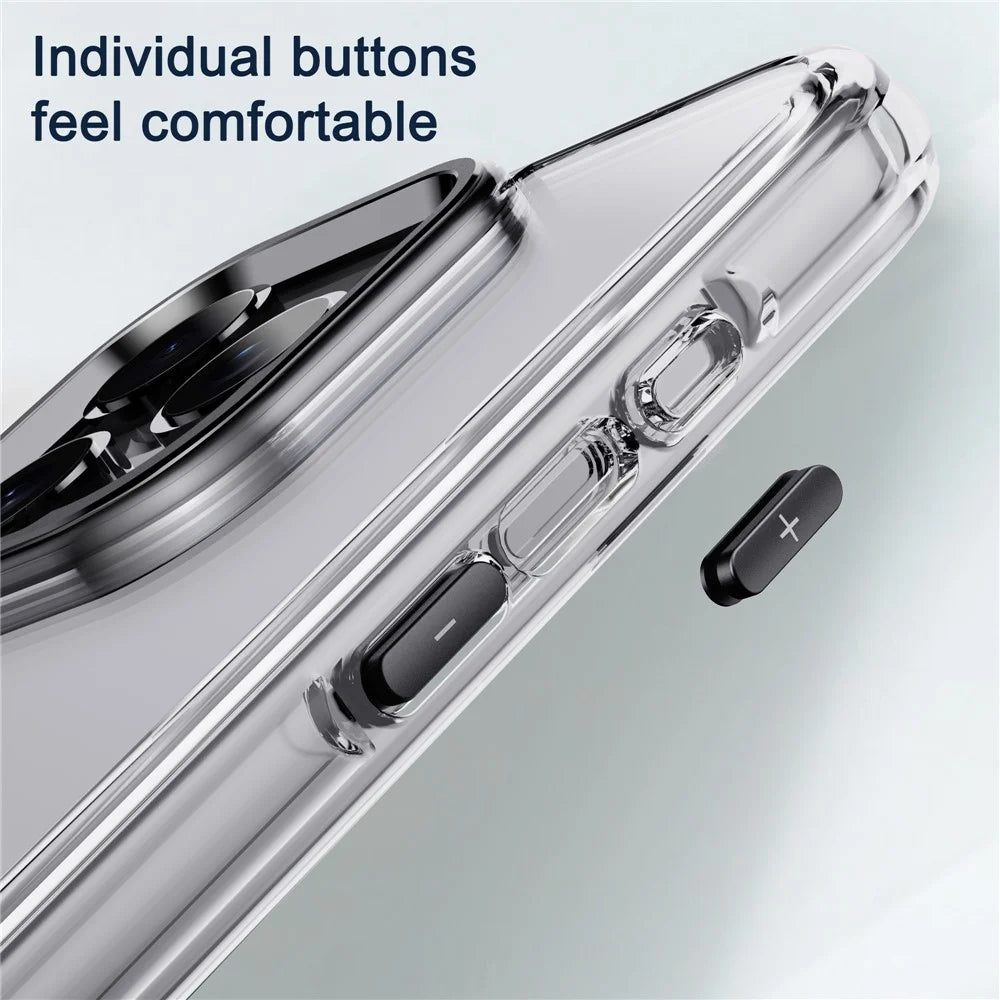 IPAKY For iPhone 16 Pro Clear Case Compatible with MagSafe Shockproof TPU+PC Phone Back Cover - Transparent  /  Black - 6