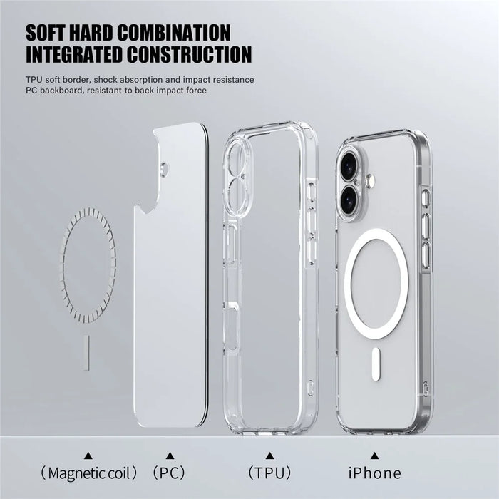 IPAKY For iPhone 17 Clear Case TPU + PC Slim Phone Back Cover Compatible with MagSafe - Transparent - 2