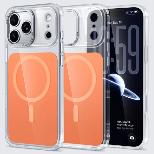 For iPhone 18 Pro / 17 Pro Case Skin-touch Acrylic + TPU Cover Compatible with MagSafe - Orange - 1
