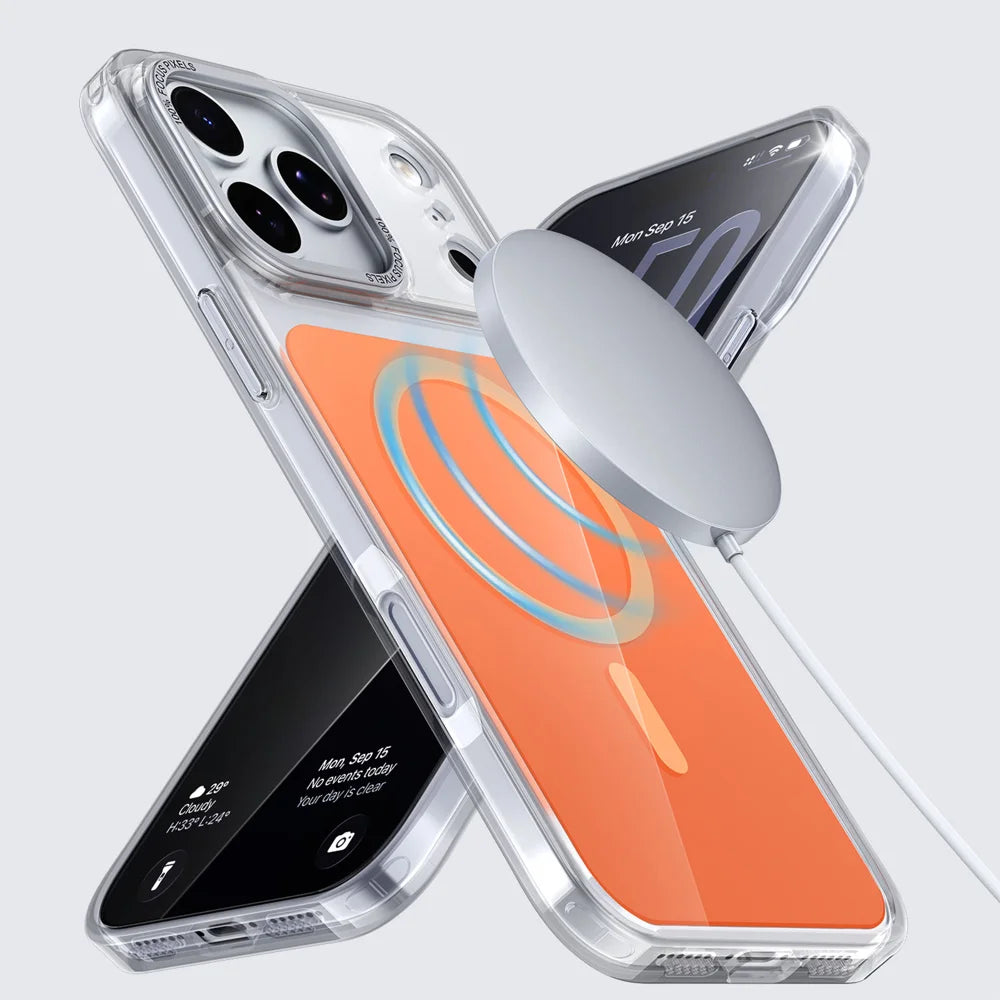 For iPhone 18 Pro / 17 Pro Case Skin-touch Acrylic + TPU Cover Compatible with MagSafe - Orange - 2