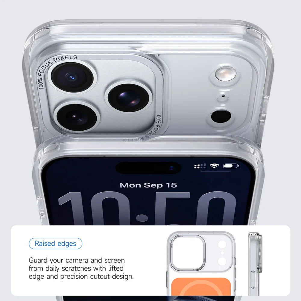 For iPhone 18 Pro / 17 Pro Case Skin-touch Acrylic + TPU Cover Compatible with MagSafe - Orange - 3