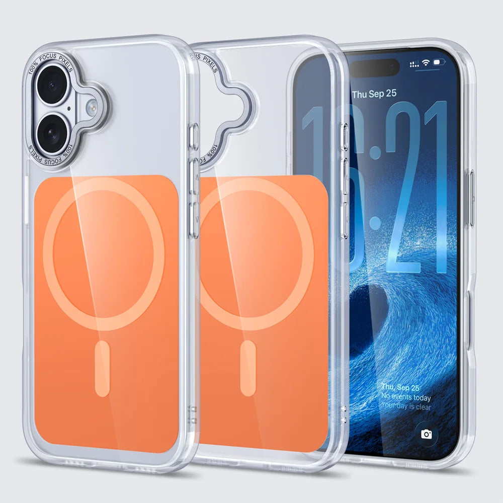 For iPhone 17 Case Skin-touch Acrylic + TPU Cover Compatible with MagSafe - Orange - 1