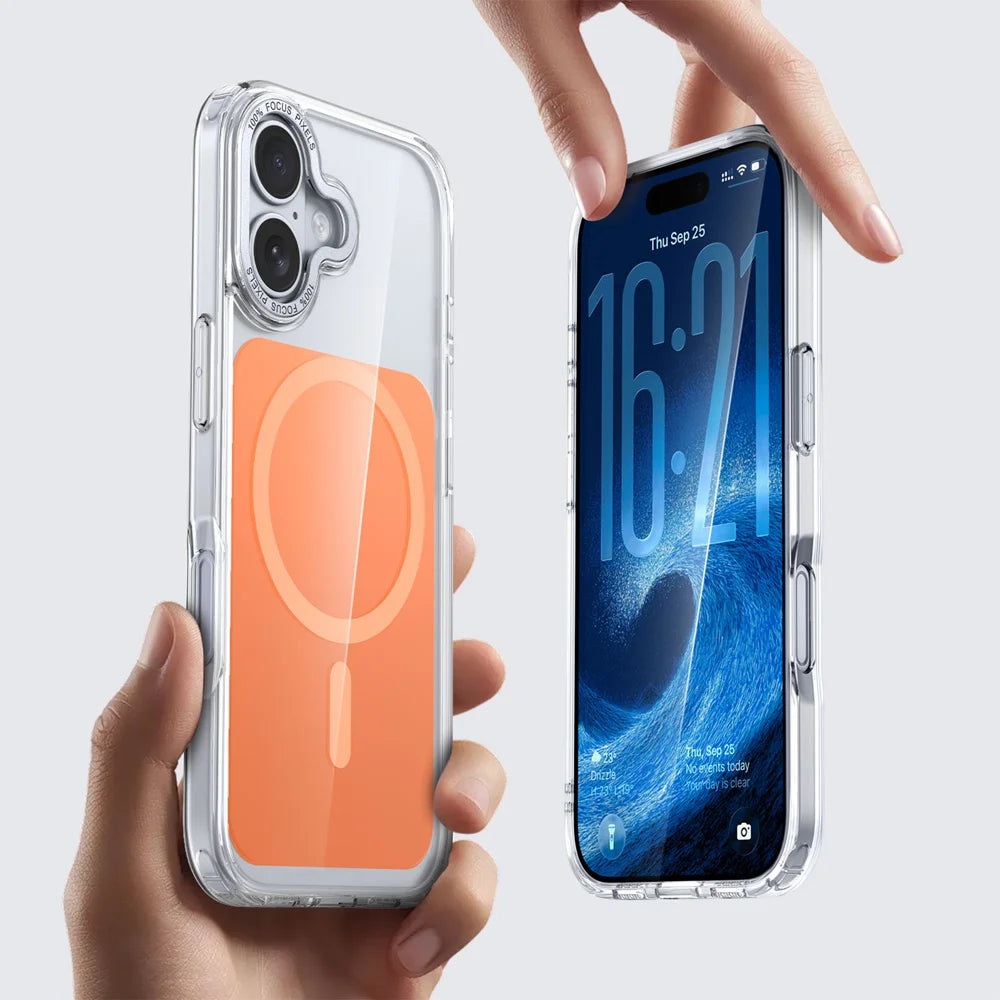 For iPhone 17 Case Skin-touch Acrylic + TPU Cover Compatible with MagSafe - Orange - 6