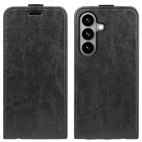 For Samsung Galaxy S26 Case with Card Slots Vertical Flip Leather Phone Cover - Black - 1