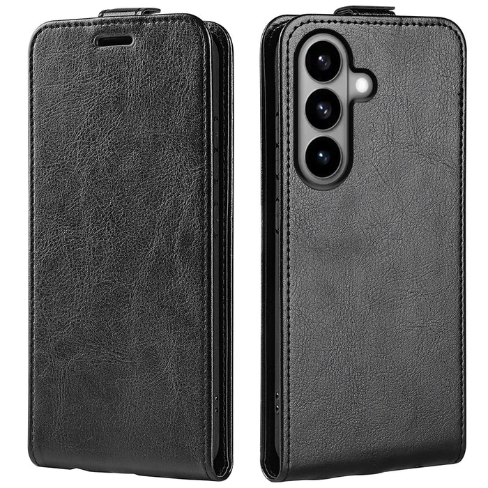 For Samsung Galaxy S26 Case with Card Slots Vertical Flip Leather Phone Cover - Black - 4