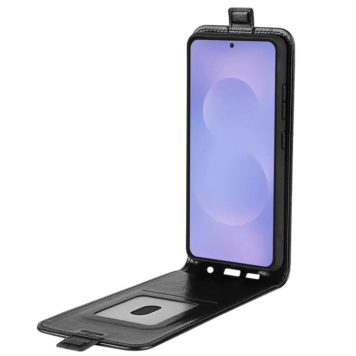 For Samsung Galaxy S26 Case with Card Slots Vertical Flip Leather Phone Cover - Black - 5