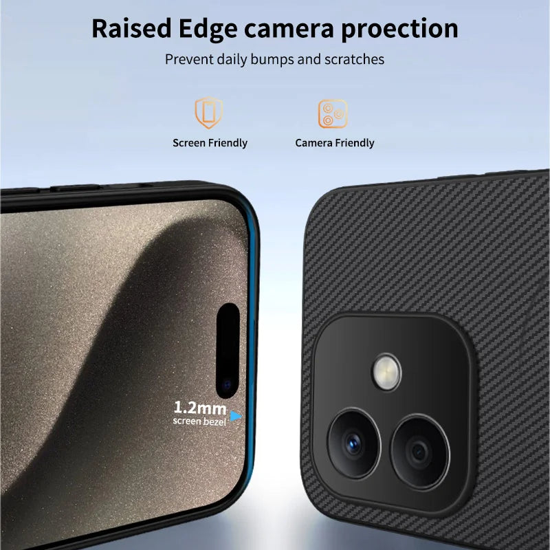WANLONFENG For Honor Play10 4G Magnetic Case  TQ1 Series Carbon Fiber Texture PC TPU Phone Cover with 2Pcs Screen Films - Black - 3