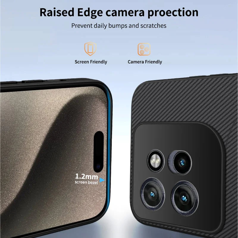 WANLONFENG For Motorola Moto G67 Power 5G Magnetic Case  TQ1 Series Carbon Fiber Texture PC TPU Phone Cover with 2Pcs Screen Films - Black - 3
