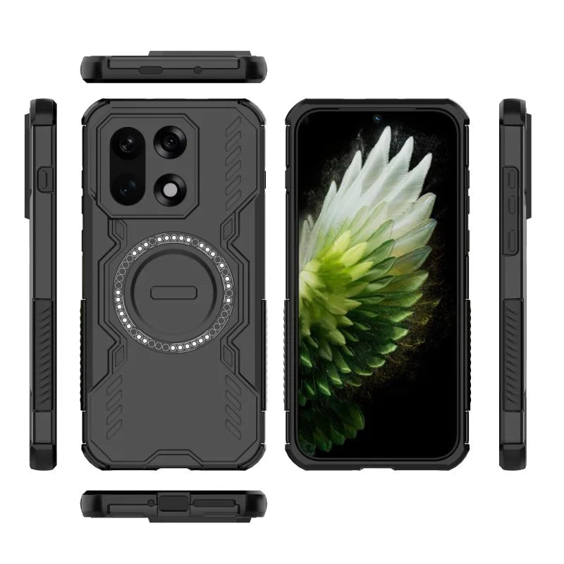 WANLONFENG For OnePlus 15 5G Magnetic Case  DJ Series PC TPU Phone Cover with 2Pcs Tempered Glass Film - Black - 2