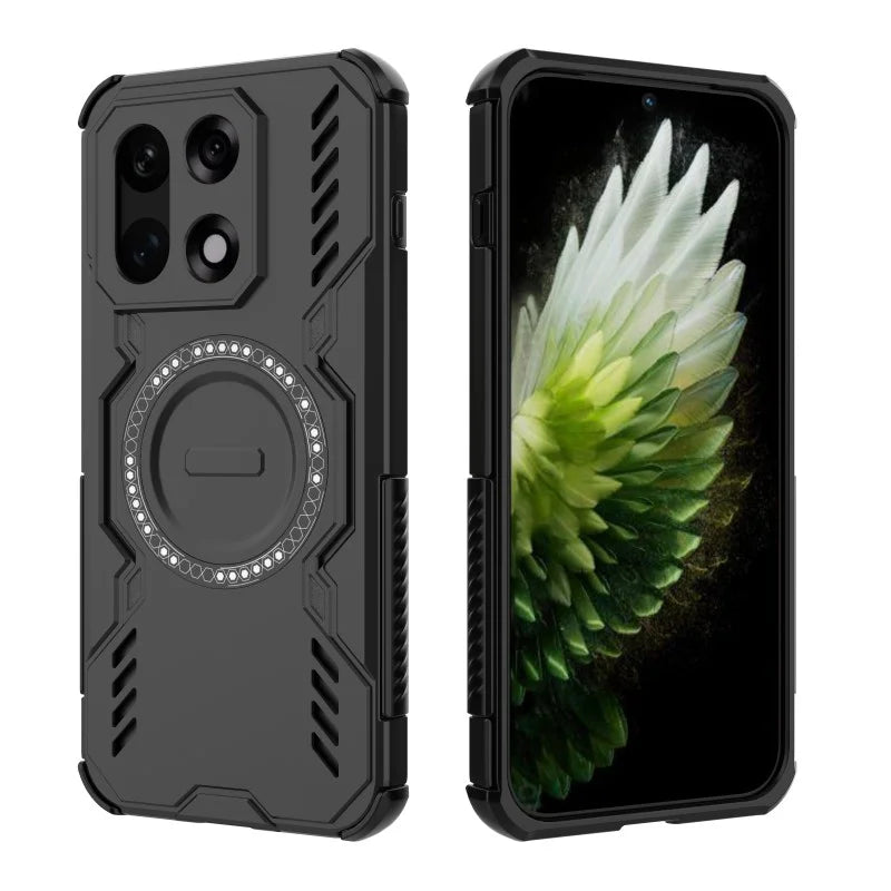 WANLONFENG For OnePlus 15 5G Magnetic Case  DJ Series PC TPU Phone Cover with 2Pcs Tempered Glass Film - Black - 3