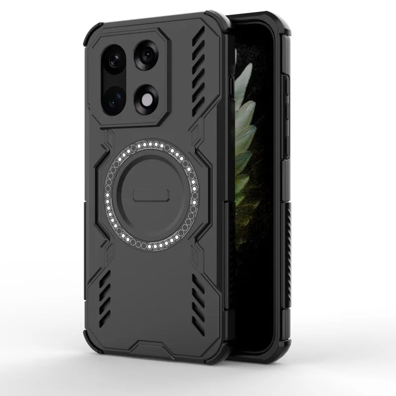 WANLONFENG For OnePlus 15 5G Magnetic Case  DJ Series PC TPU Phone Cover with 2Pcs Tempered Glass Film - Black - 4