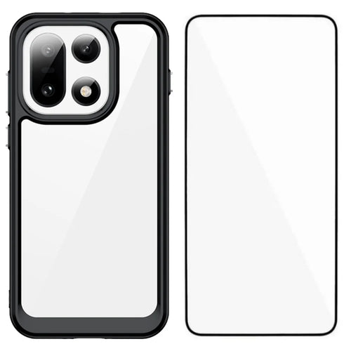WANLONFENG For OnePlus 15 5G Phone Case  XC Series TPU Acrylic Cover with Tempered Glass (Big Lens Hole) - Black - 1