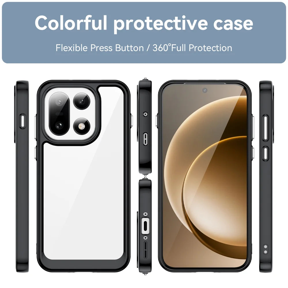 WANLONFENG For OnePlus 15 5G Phone Case  XC Series TPU Acrylic Cover with Tempered Glass (Big Lens Hole) - Black - 3