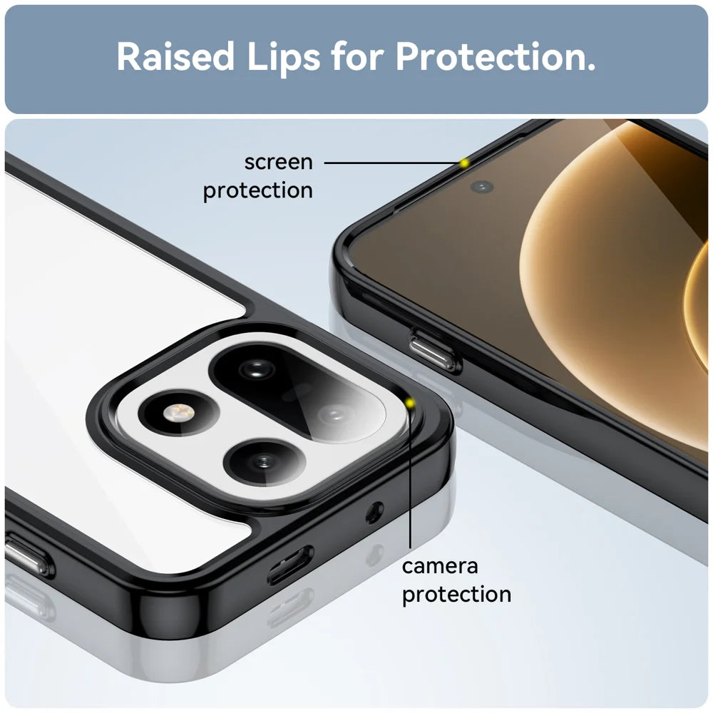 WANLONFENG For OnePlus 15 5G Phone Case  XC Series TPU Acrylic Cover with Tempered Glass (Big Lens Hole) - Black - 7