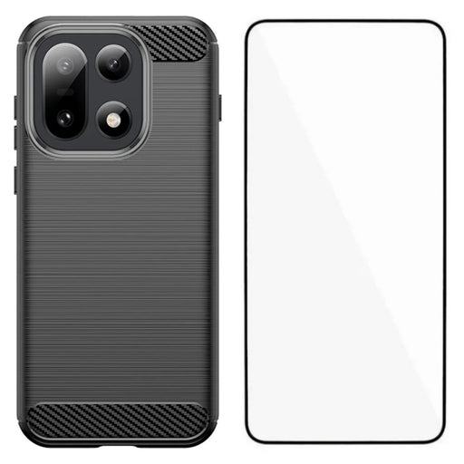 WANLONFENG For OnePlus 15 5G Case with Screen Film  LS Series Big Lens Hole Brushed Texture TPU Phone Cover - Black - 1