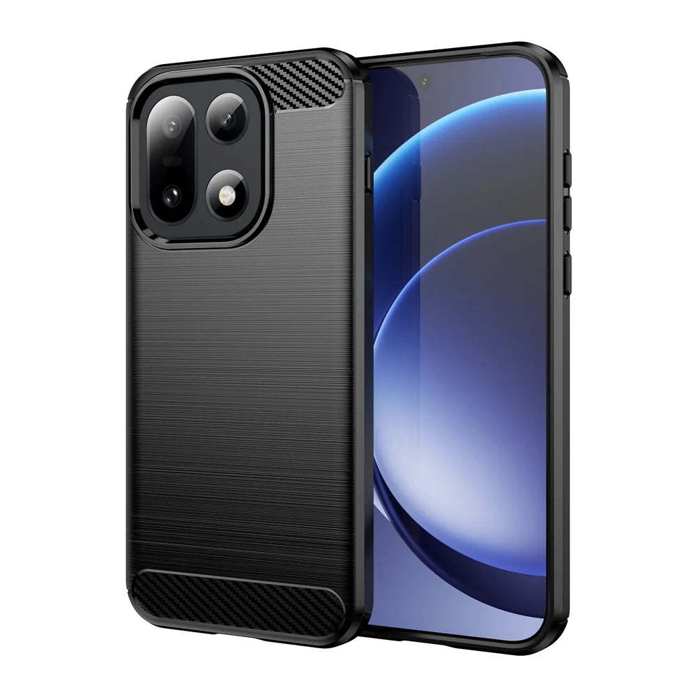 WANLONFENG For OnePlus 15 5G Case with Screen Film  LS Series Big Lens Hole Brushed Texture TPU Phone Cover - Black - 2