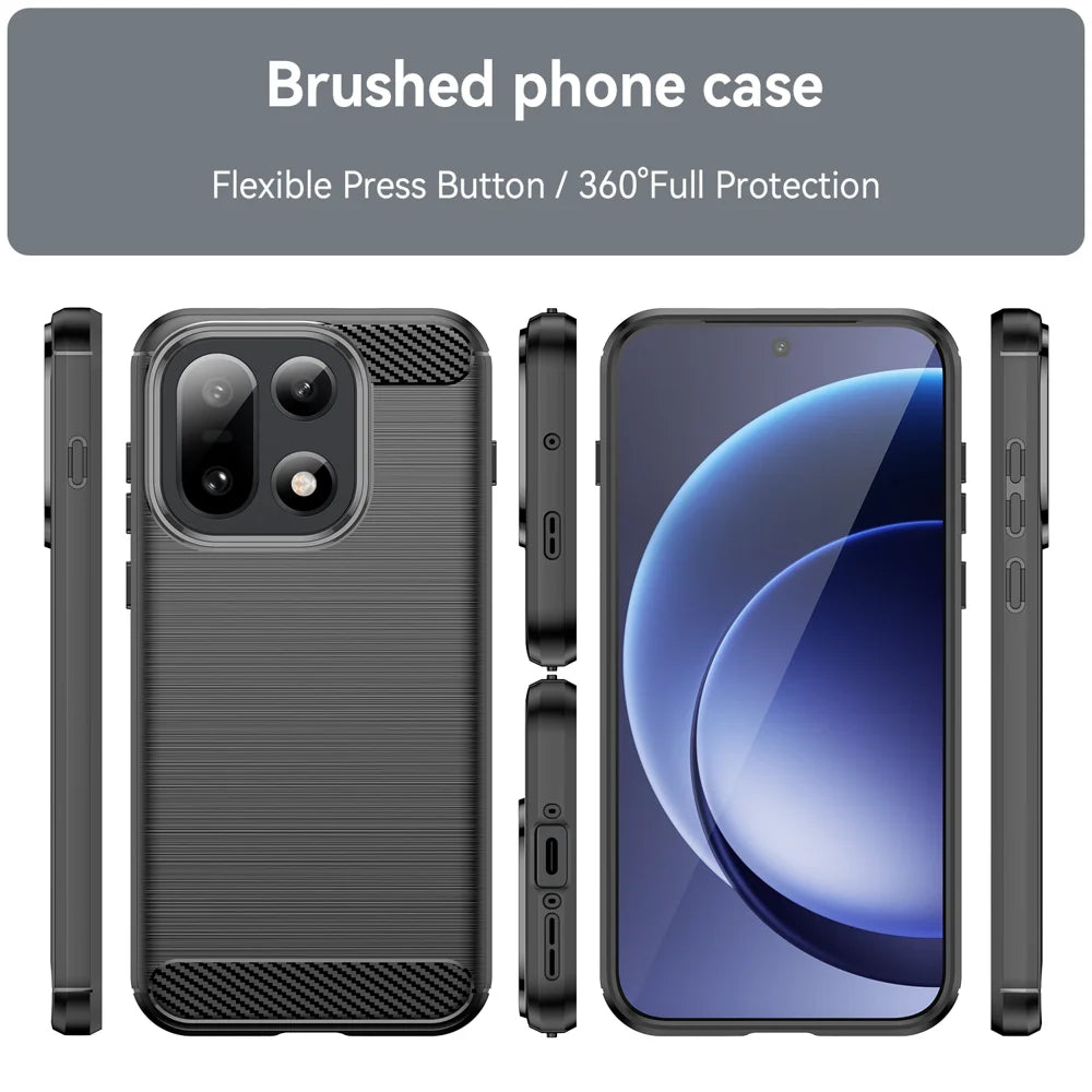 WANLONFENG For OnePlus 15 5G Case with Screen Film  LS Series Big Lens Hole Brushed Texture TPU Phone Cover - Black - 3