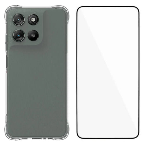 WANLONFENG For Motorola Moto G67 Power 5G Case  WL Series 2.0mm TPU Phone Cover with Tempered Glass Film - Transparent - 1