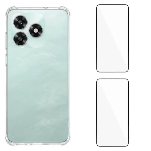 WANLONFENG For Honor X5c Plus 4G / Honor X5c 4G TPU Case  WL3 Series 1.5mm Phone Cover with 2Pcs Tempered Glass Films - Transparent - 1