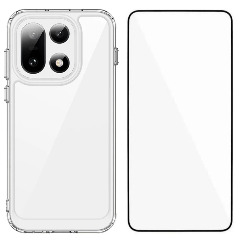WANLONFENG For OnePlus 15 5G Case  MF Series TPU Acrylic Clear Phone Cover with Tempered Glass Film - Transparent - 1
