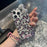 For iPhone 14 Pro Max Hybrid Case Leopard Bow Pattern TPU PC Phone Cover 3D Rhinestone Bowknot Decor - Silver - 3
