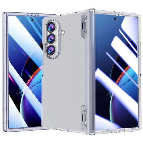 For Samsung Galaxy Z Fold7 5G Case Hinge Protection PC Phone Cover with Tempered Glass Screen Film - Transparent - 1