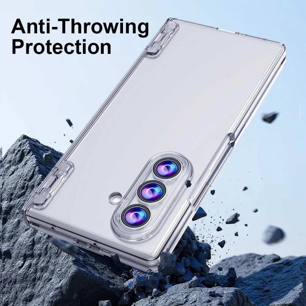 For Samsung Galaxy Z Fold7 5G Case Hinge Protection PC Phone Cover with Tempered Glass Screen Film - Transparent - 3