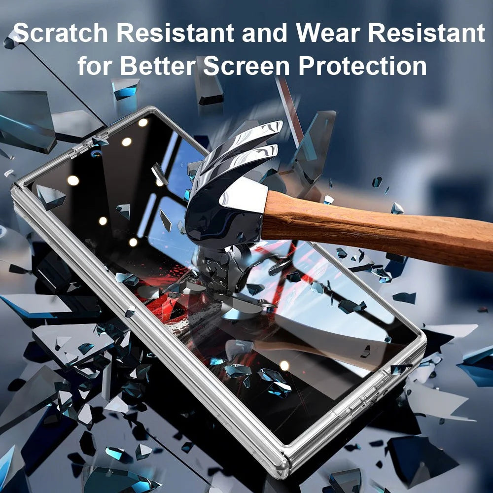 For Samsung Galaxy Z Fold7 5G Case Hinge Protection PC Phone Cover with Tempered Glass Screen Film - Transparent - 4