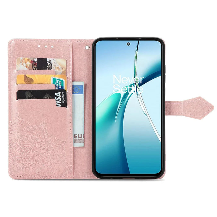 For ZTE Blade A36 Case Wallet Mandala Flower Leather Phone Cover Stand View - Rose Gold - 2