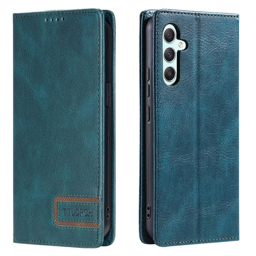 TTUDRCH Style 007 For Samsung Galaxy A27 5G Leather Case RFID Blocking Wallet Stand Phone Cover - Blackish Green - 1