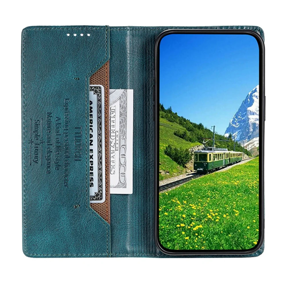 TTUDRCH Style 007 For Samsung Galaxy A27 5G Leather Case RFID Blocking Wallet Stand Phone Cover - Blackish Green - 3