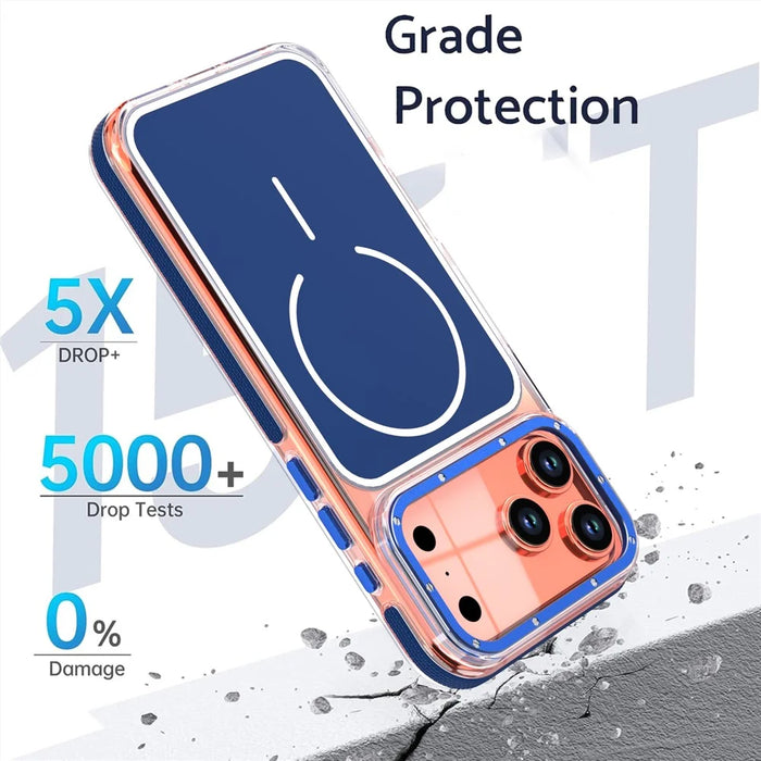 For iPhone 17 Pro Case Compatible with MagSafe Dual Color Shockproof TPU PC Phone Cover - Blue - 3