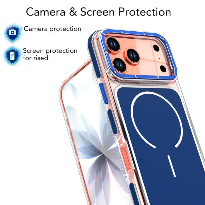 For iPhone 17 Pro Case Compatible with MagSafe Dual Color Shockproof TPU PC Phone Cover - Blue - 4