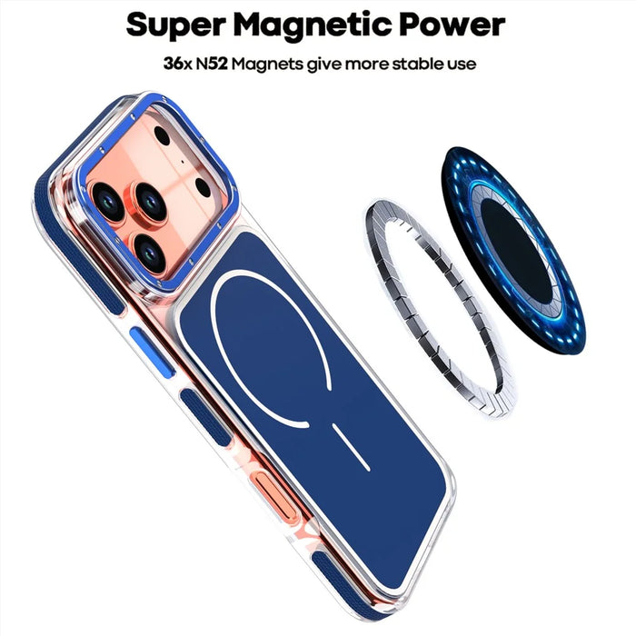 For iPhone 17 Pro Case Compatible with MagSafe Dual Color Shockproof TPU PC Phone Cover - Blue - 6