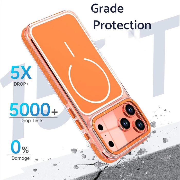 For iPhone 17 Pro Max Case Compatible with MagSafe Dual Color Shockproof TPU PC Phone Cover - Orange - 3