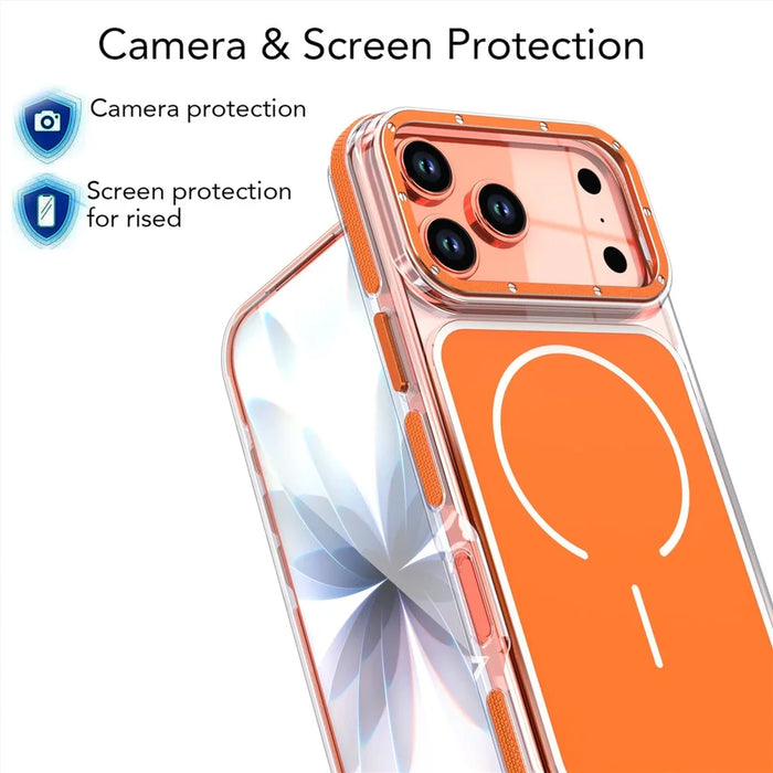 For iPhone 17 Pro Max Case Compatible with MagSafe Dual Color Shockproof TPU PC Phone Cover - Orange - 4