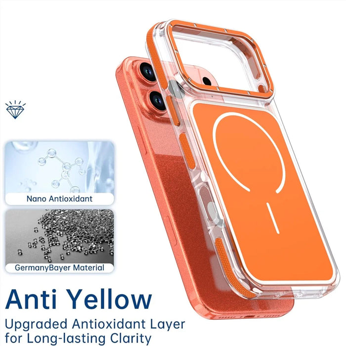 For iPhone 17 Pro Max Case Compatible with MagSafe Dual Color Shockproof TPU PC Phone Cover - Orange - 5
