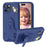 For iPhone 15 Case Penguin Design Kickstand Shockproof EVA Phone Cover - Navy Blue - 1