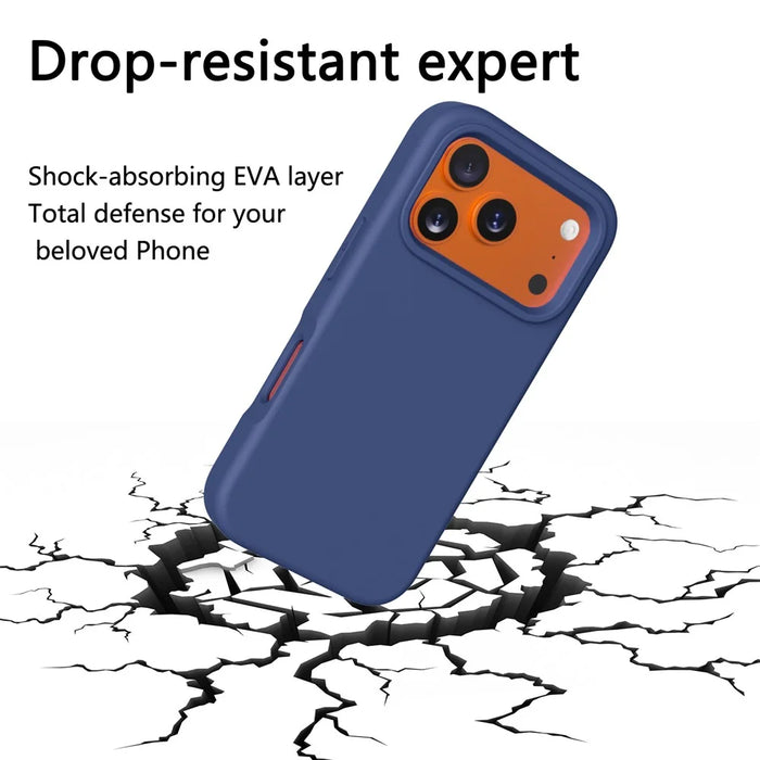 For iPhone 18 Pro / 17 Pro Case Shockproof EVA Phone Back Cover - Navy Blue - 4