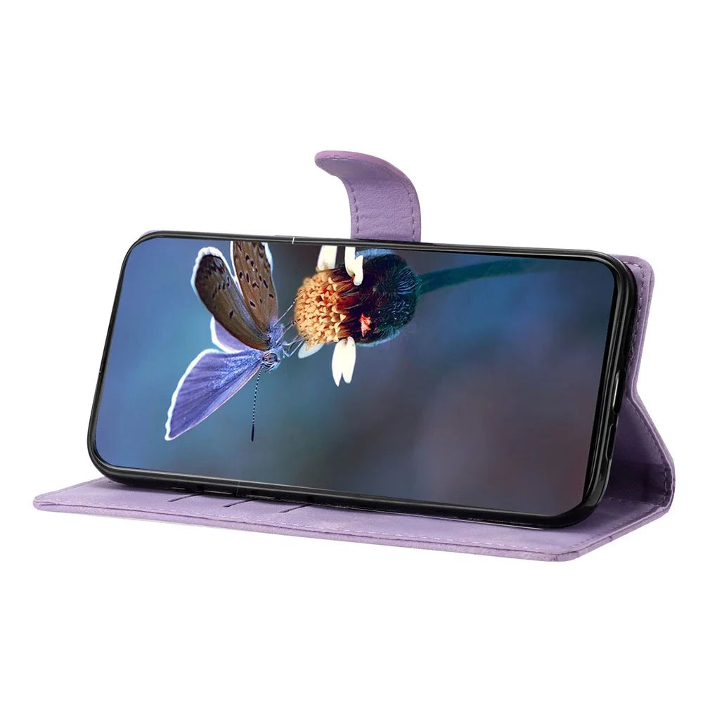 For Samsung Galaxy S26 Ultra Case Butterfly Flower Pattern Skin-Touch Leather Phone Cover - Purple - 3