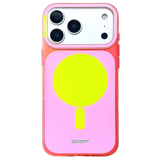 CICI-CITY For iPhone 17 Pro Case Compatible with MagSafe PC + TPU IMD Dual Color Phone Cover - Pink / Yellow - 1