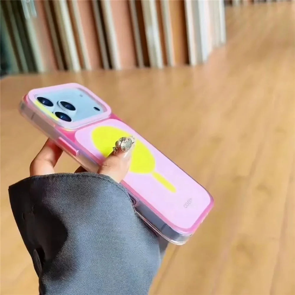 CICI-CITY For iPhone 17 Pro Case Compatible with MagSafe PC + TPU IMD Dual Color Phone Cover - Pink / Yellow - 4