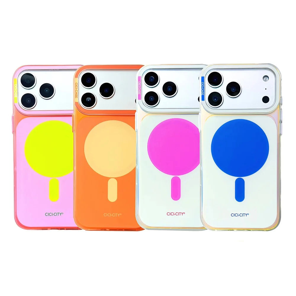 CICI-CITY For iPhone 17 Pro Case Compatible with MagSafe PC + TPU IMD Dual Color Phone Cover - Pink / Yellow - 5