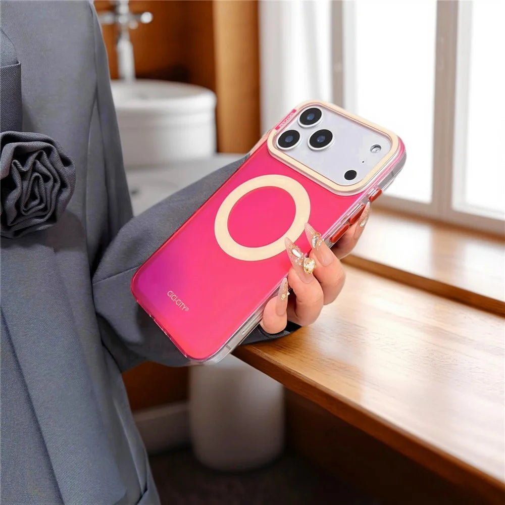 CICI-CITY For iPhone 17 Pro Magnetic Case Compatible with MagSafe PC + TPU IMD Phone Cover - Red - 3